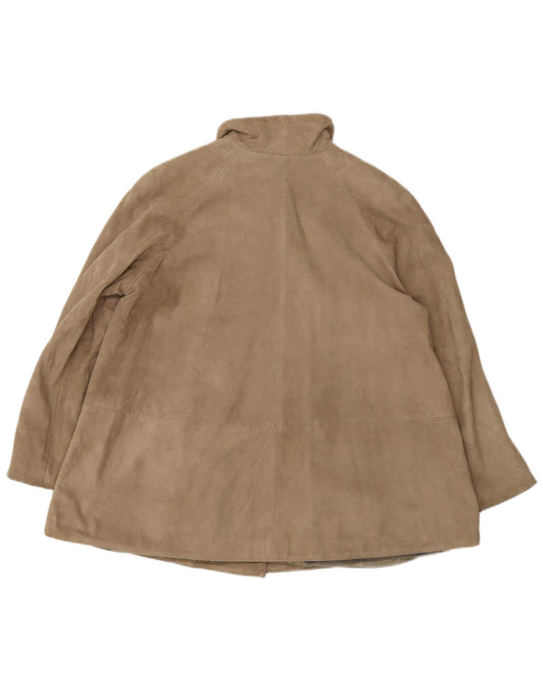VINTAGE Womens Suede Jacket UK 10 Small Beige Leather