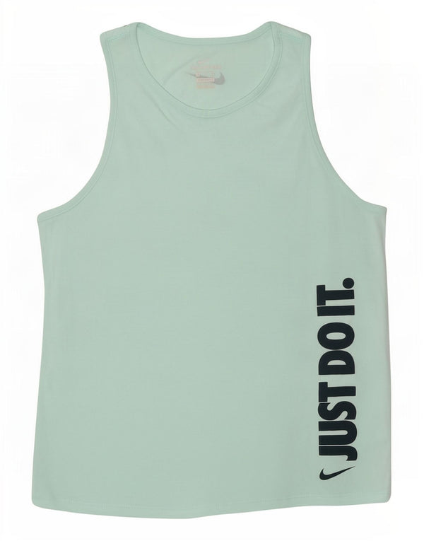 Nike Womens Dri Fit Graphic Vest Top UK 10 Small Green Cotton