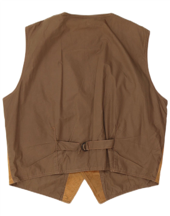 Quiksilver Mens Suede Waistcoat XL Brown Leather