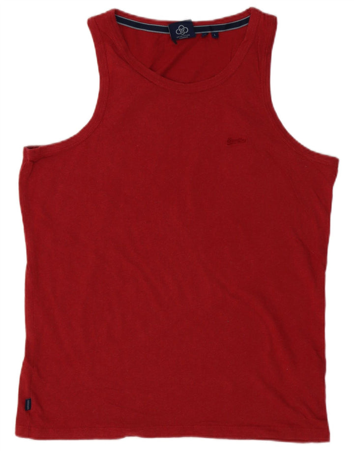 SUPERDRY Mens Vest Top Large Red Cotton