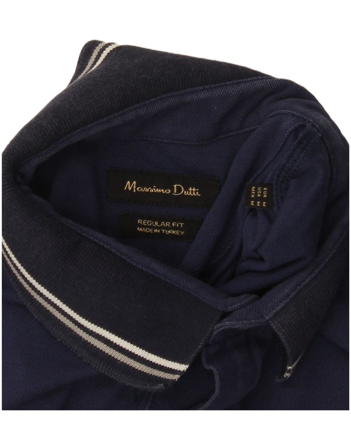 MASSIMO DUTTI Mens Regular Fit Polo Shirt Medium Navy Blue