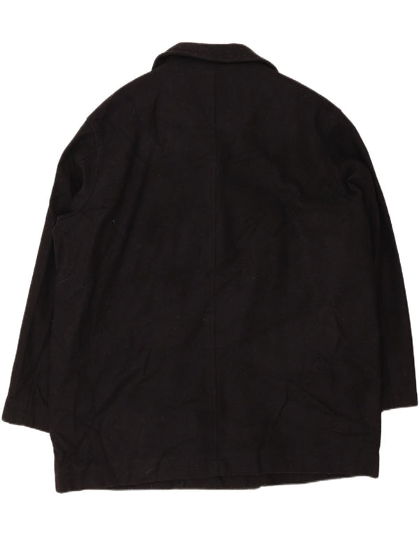 EDDIE BAUER Mens Pea Coat UK 42 XL Black Wool