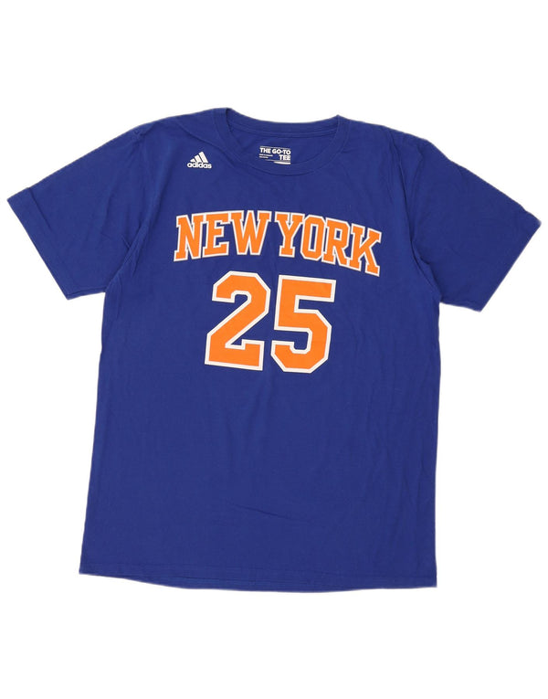 Adidas Mens New York Knicks Graphic T-Shirt Top Large Blue Cotton
