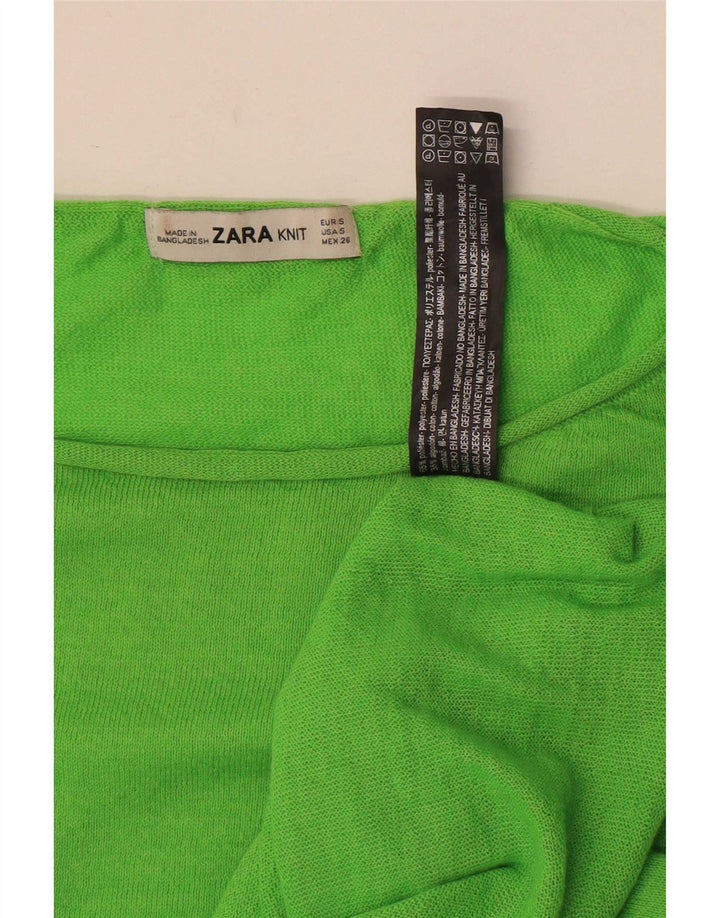 Zara Womens Oversized Top Long Sleeve UK 10 Small Green Polyester