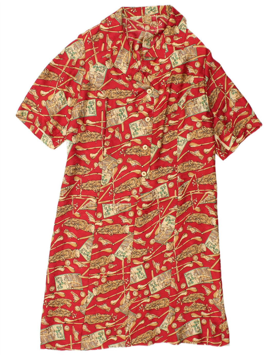 VINTAGE Womens Abstract Pattern Basic Dress UK 14 Medium Red