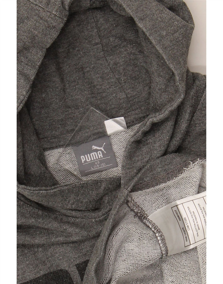 PUMA Boys Graphic Hoodie Jumper 12-13 Years Large Grey Cotton