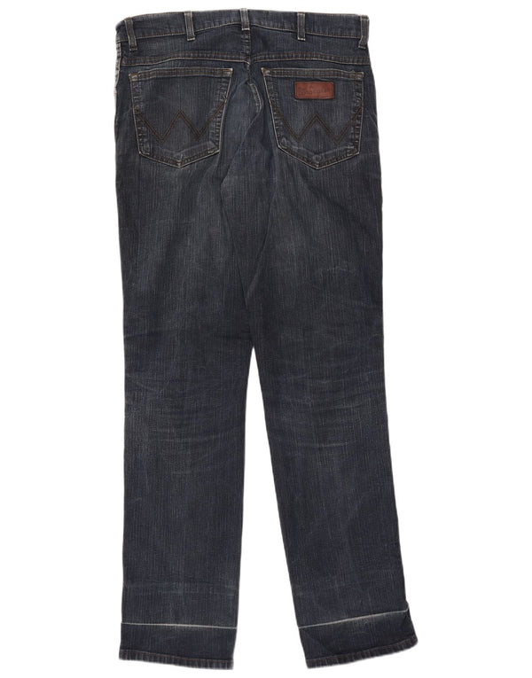 Wrangler Mens Texas Stretch Straight Jeans W34 L34 Navy Blue Cotton