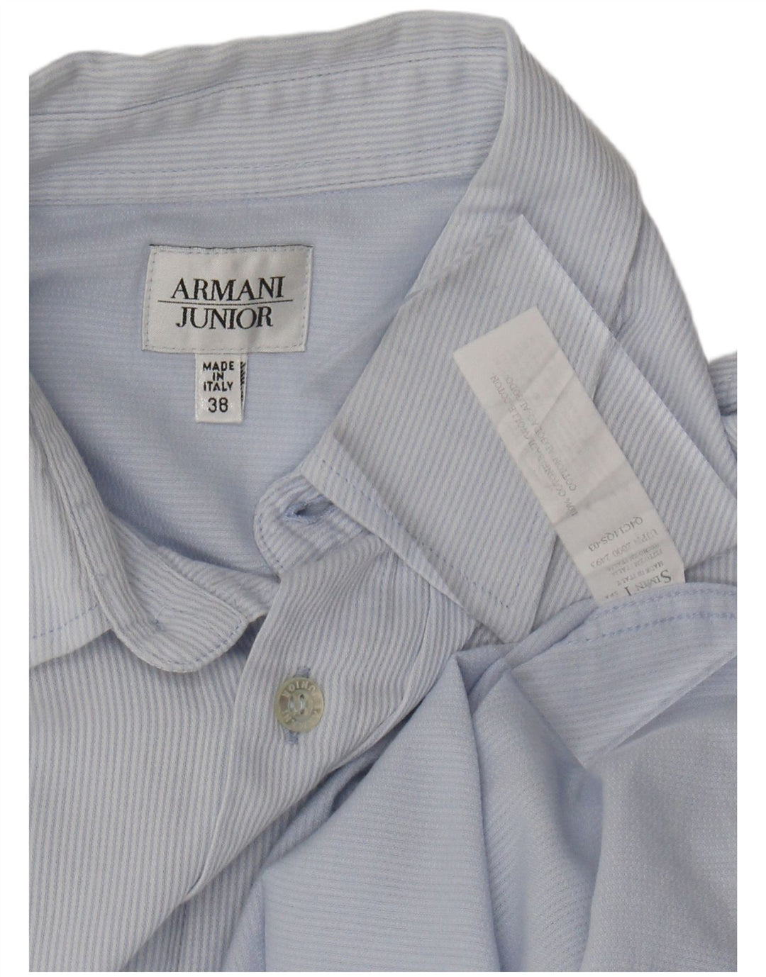 ARMANI JUNIOR Boys Shirt 13-14 Years Blue Pinstripe Cotton