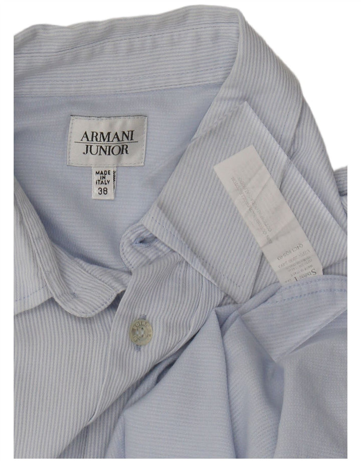 ARMANI JUNIOR Boys Shirt 13-14 Years Blue Pinstripe Cotton