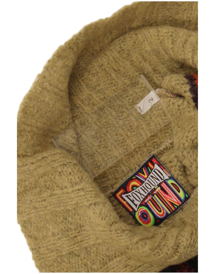 Foxhound Mens Zip Neck Jumper Sweater Medium Khaki Striped Wool