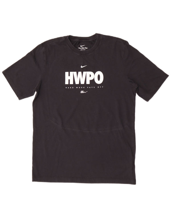 Nike Mens Dri Fit Graphic T-Shirt Top Medium Black Cotton