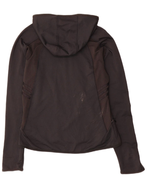 Adidas Womens Hooded Tracksuit Top Jacket UK 14 Large Black Colourblock