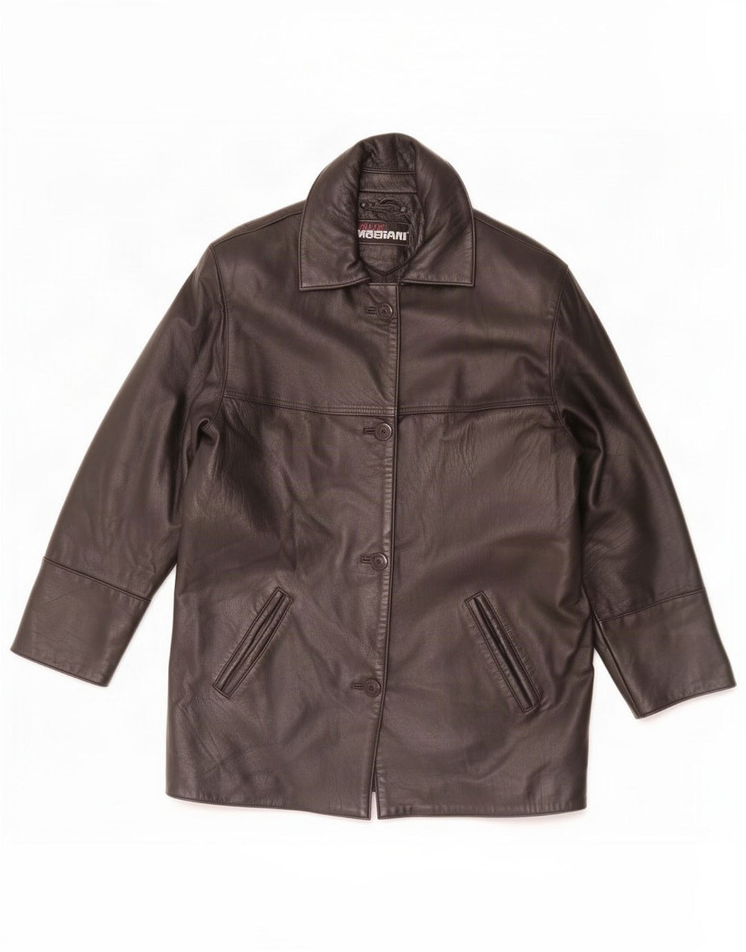 Giorgio Mobiani Womens Oversized Leather Jacket UK 10 Small Black