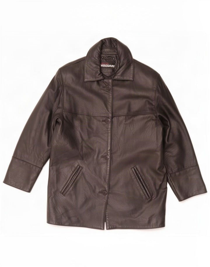 Giorgio Mobiani Womens Oversized Leather Jacket UK 10 Small Black
