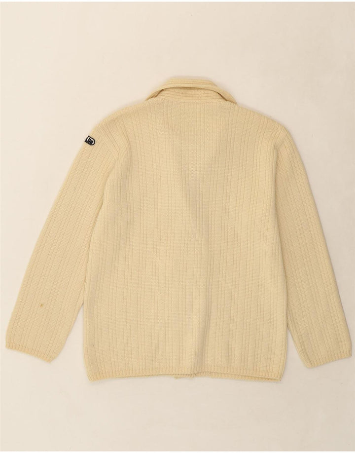 VINTAGE Womens Cardigan Sweater UK 14 Medium Beige Wool Vintage Vintage and Second-Hand Vintage from Messina Hembry 