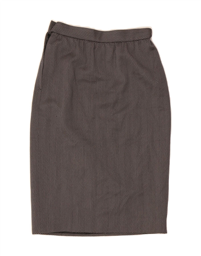 LANVIN Womens Pencil Skirt IT 42 Medium W28 L28 Grey Herringbone Classic Vintage Lanvin and Second-Hand Lanvin from Messina Hembry 