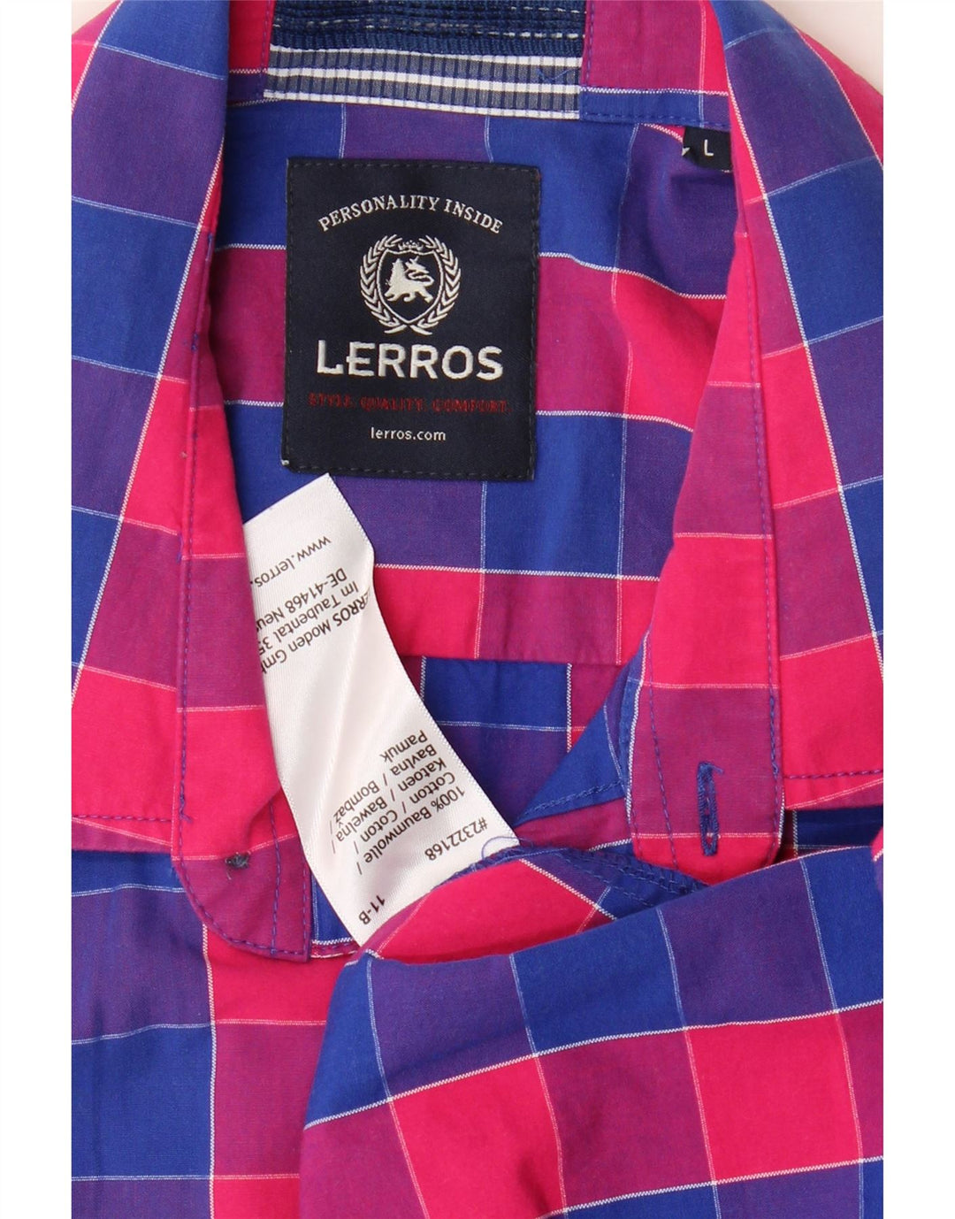 LERROS Mens Short Sleeve Shirt Large Multicoloured Check Cotton Vintage Lerros and Second-Hand Lerros from Messina Hembry 