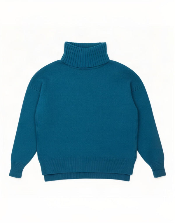 L.K. Bennett Womens Roll Neck Jumper Sweater UK 14 Medium Blue Wool