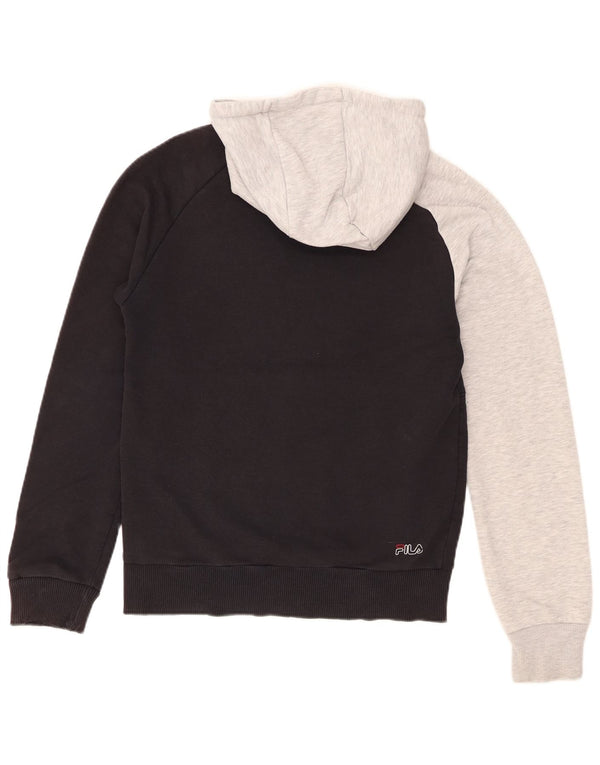 Fila Mens Graphic Regular Fit Hoodie Jumper XS Black Colourblock Cotton