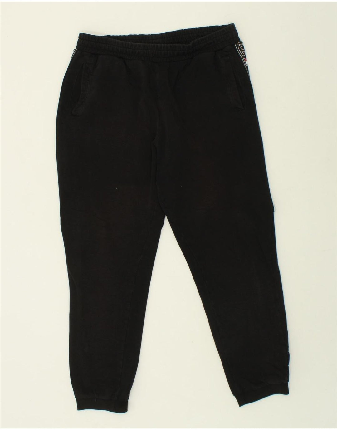 FILA Mens Graphic Tracksuit Trousers Joggers Large Black Vintage Fila and Second-Hand Fila from Messina Hembry 