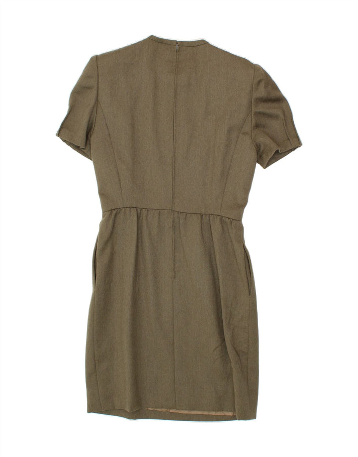 ANDRE LAUG Womens Sheath Dress UK 10 Small Khaki Vintage Andre Laug and Second-Hand Andre Laug from Messina Hembry 