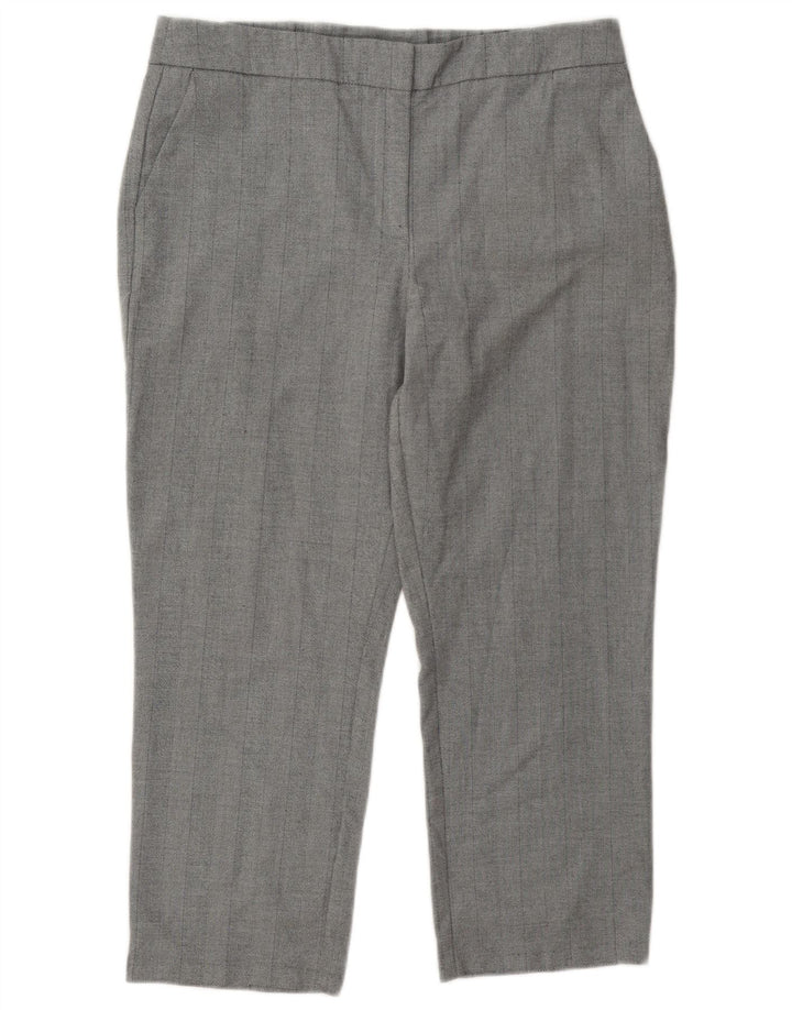 Marks & Spencer Womens Cropped Trousers UK 14 Large W34 L24 Grey Polyester
