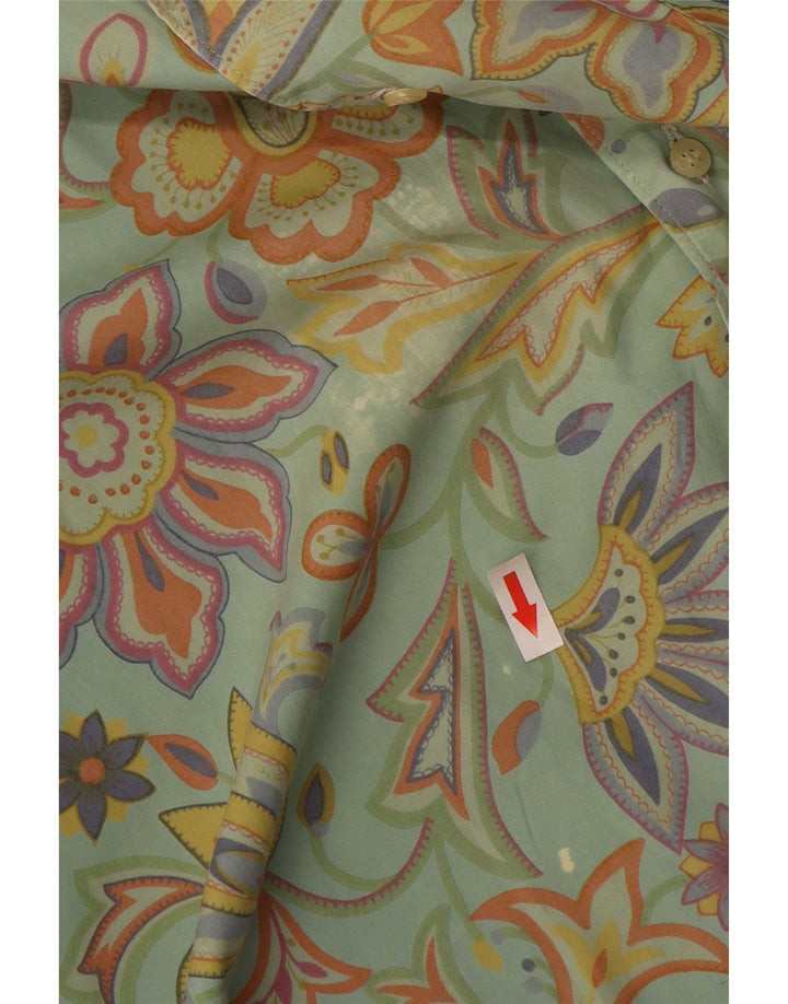 Belfe Mens Short Sleeve Shirt Medium Green Floral