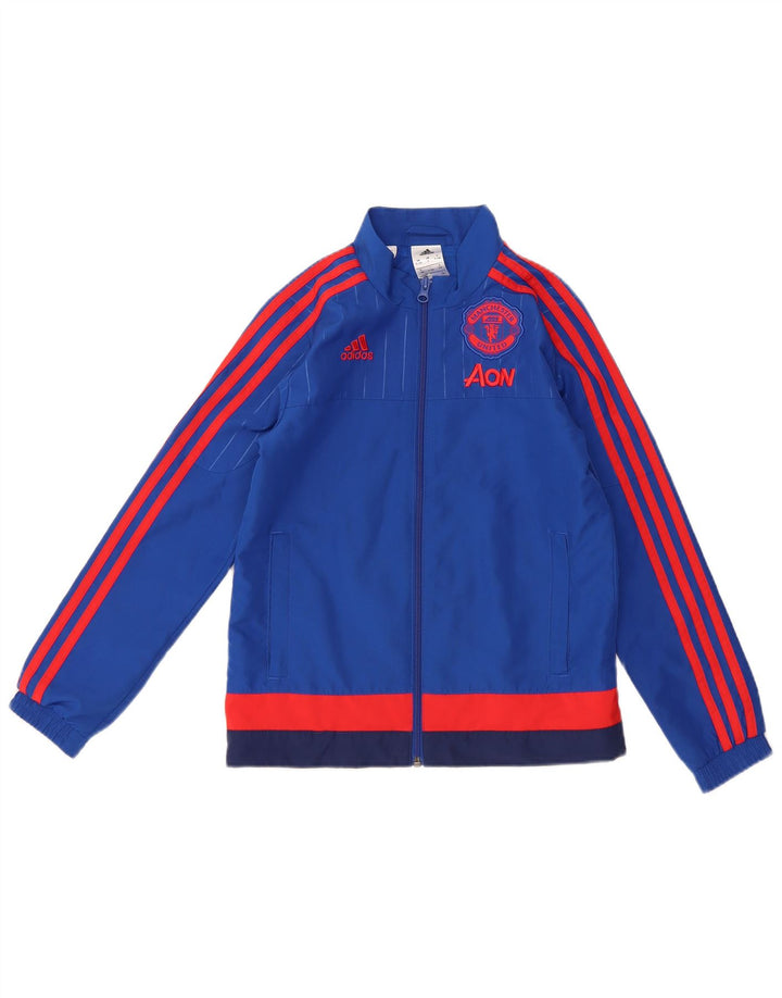 ADIDAS Boys Manchester United Tracksuit Top Jacket 9-10 Years Blue