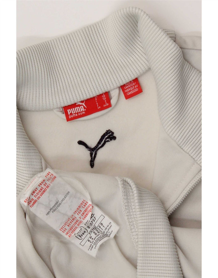 Puma Boys Graphic Tracksuit Top Jacket 7-8 Years Grey Polyester