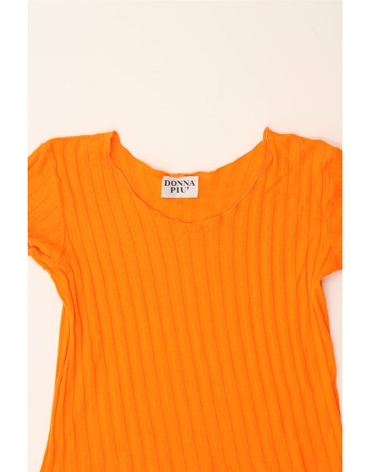 DONNA PIU Womens Crop Blouse Top UK 12 Medium Orange Vintage Donna Piu and Second-Hand Donna Piu from Messina Hembry 