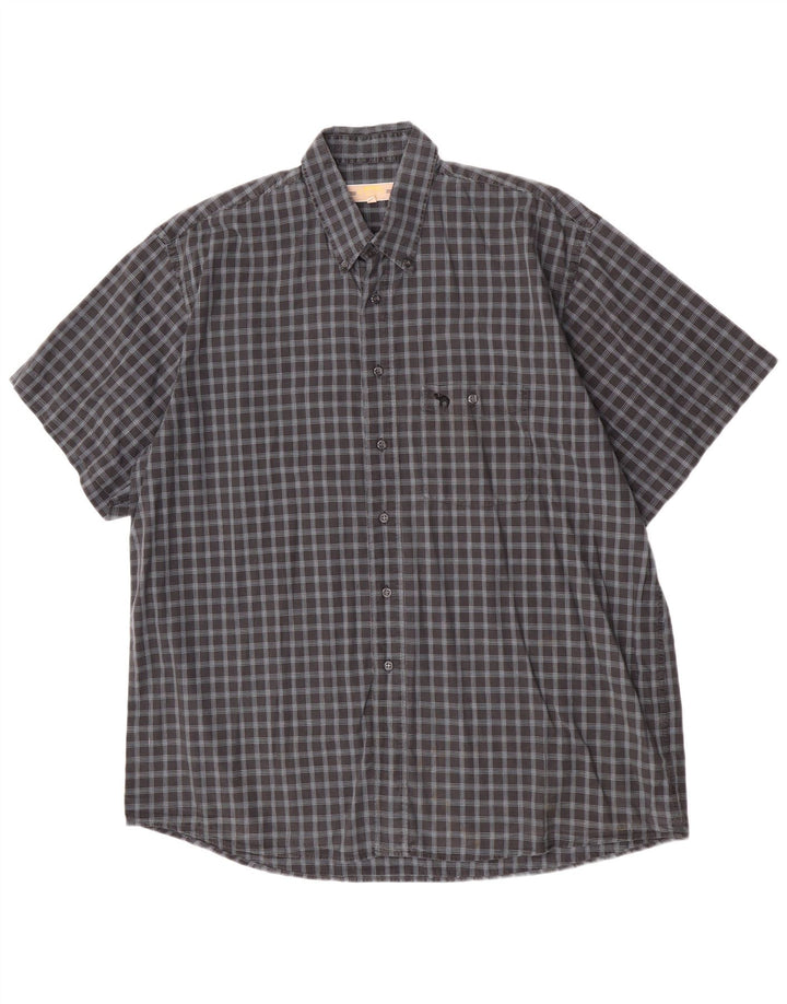 Camel Active Mens Short Sleeve Shirt XL Grey Check Cotton