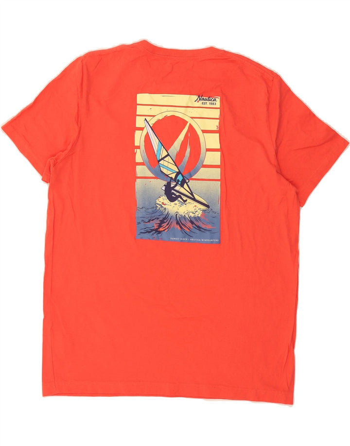 NAUTICA Mens Graphic T-Shirt Top Medium Red Cotton Vintage Nautica and Second-Hand Nautica from Messina Hembry 