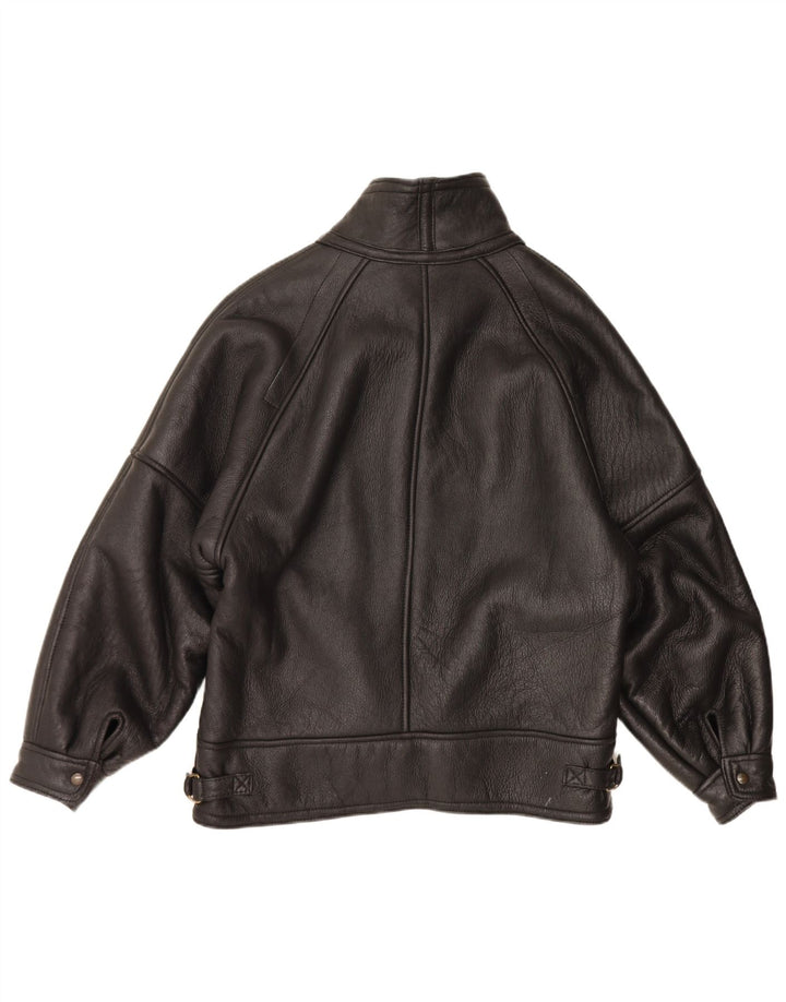 Vintage Mens Shearling Jacket IT 54 2XL Black Shearling