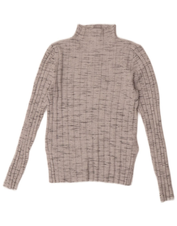 Topshop Womens Petite Turtle Neck Jumper Sweater UK 8 Small Grey Flecked