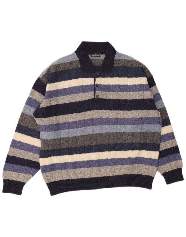 Il Granchio Mens Polo Neck Jumper Sweater 2XL Multicoloured Striped