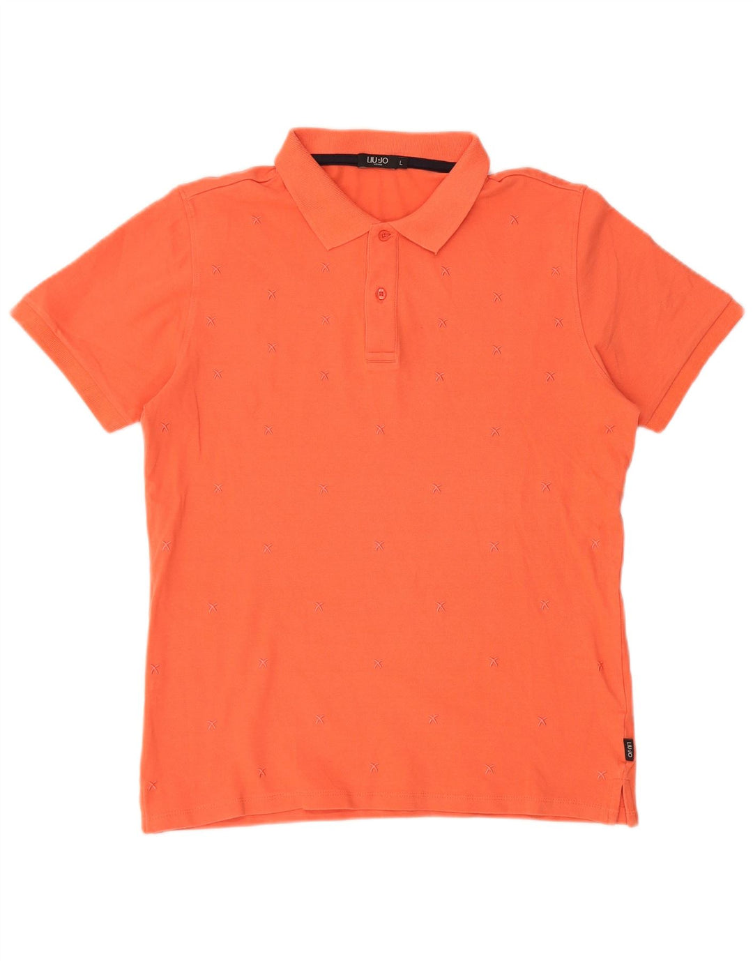 LIU JO Mens Polo Shirt Large Orange Cotton