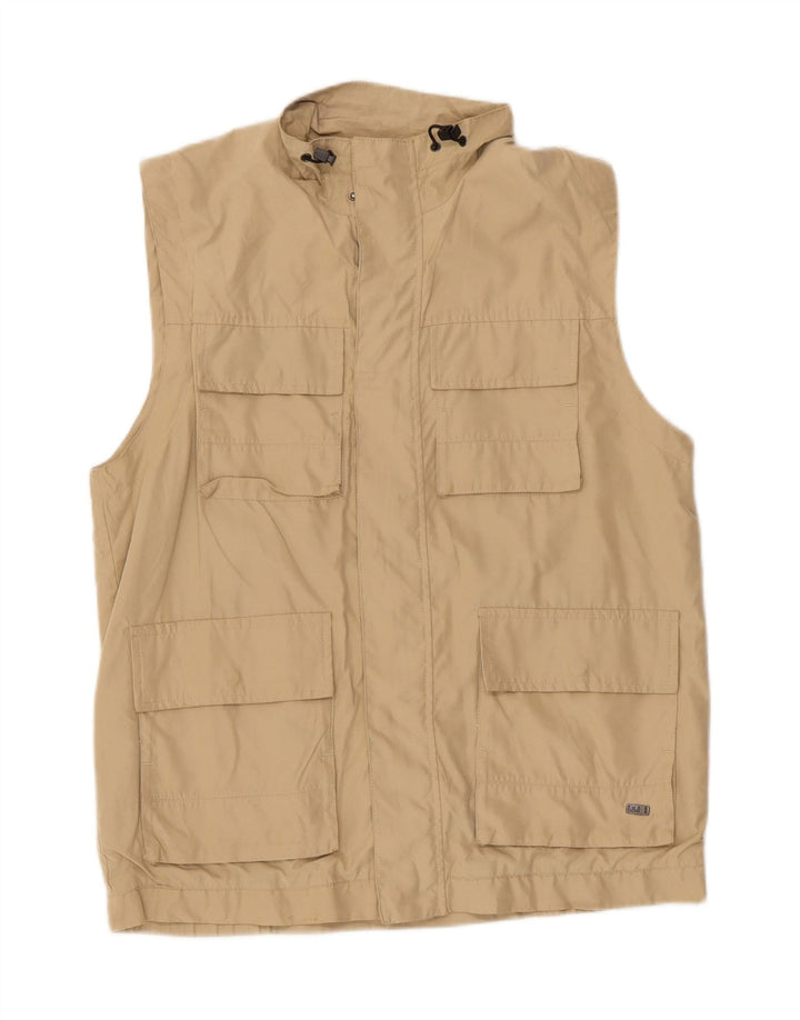 WAMPUM Mens Utility Gilet UK 38 Medium Beige Polyester