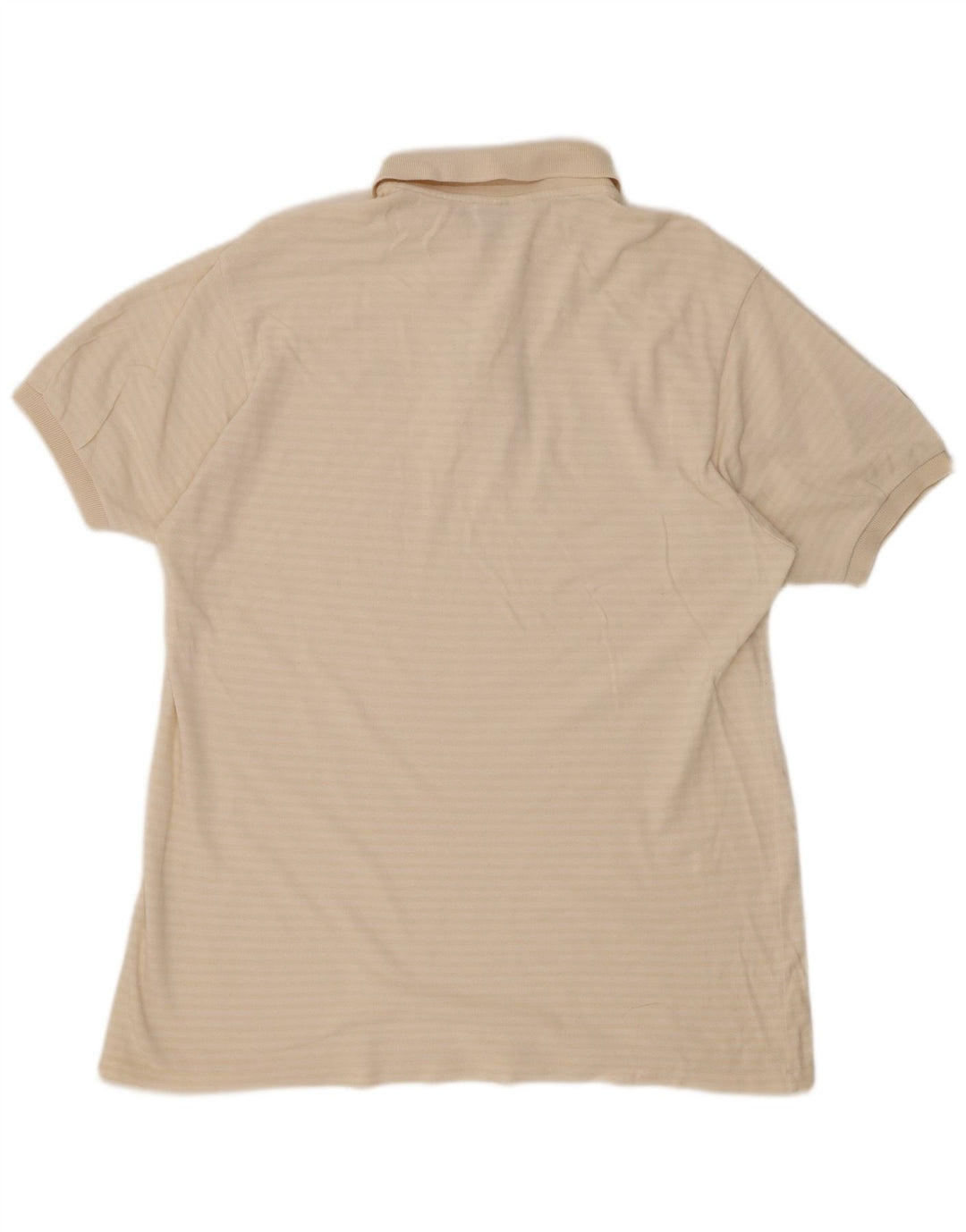 LACOSTE Mens Polo Shirt Size 7 2XL Off White Striped Cotton