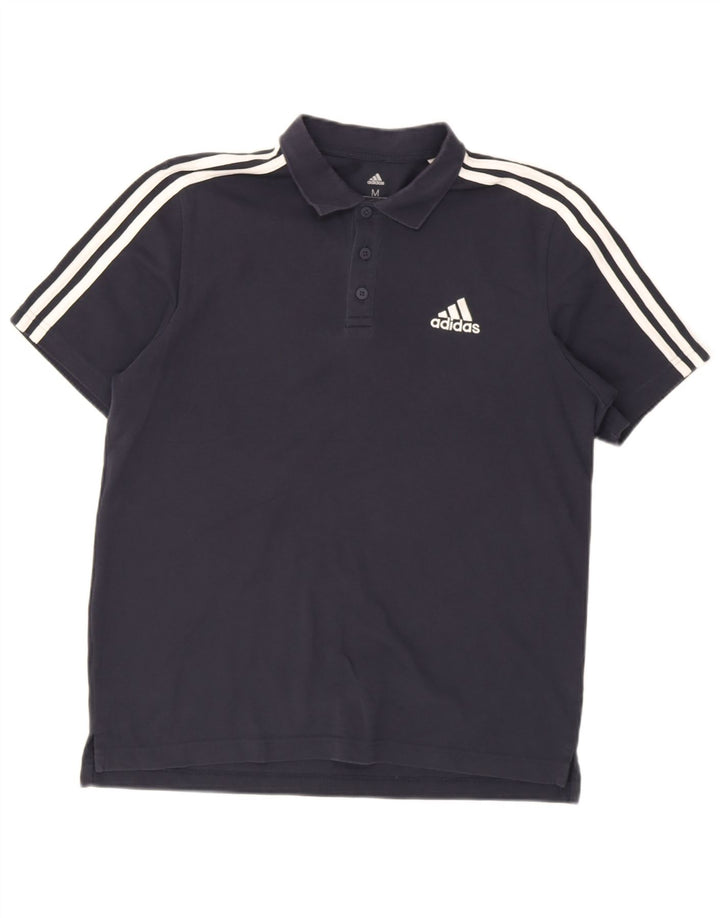 Adidas Mens Polo Shirt Medium Navy Blue Cotton