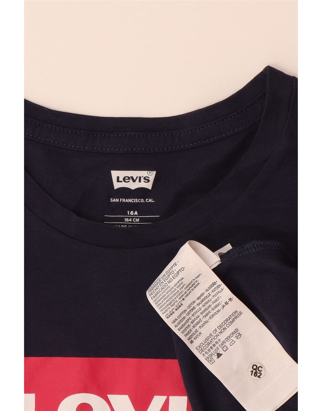 LEVI'S Girls Graphic T-Shirt Top 15-16 Years Navy Blue Cotton