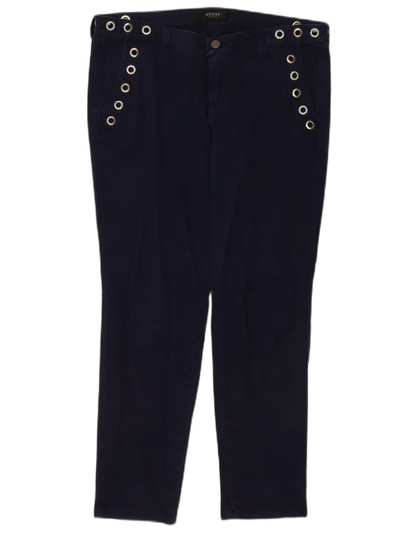 Guess Womens Low Waist Slim Chino Trousers W31 L27 Navy Blue Cotton