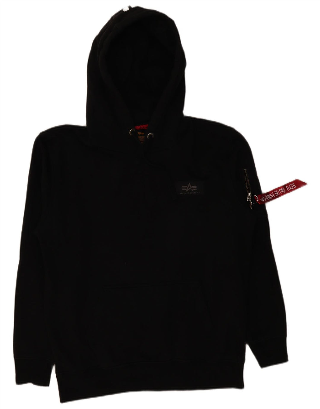 ALPHA INDUSTRIES Mens Graphic Hoodie Jumper XL Black Cotton