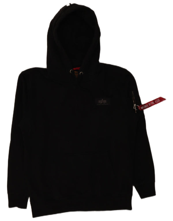 ALPHA INDUSTRIES Mens Graphic Hoodie Jumper XL Black Cotton