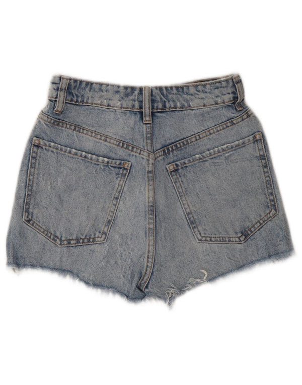 ZARA Womens Distressed Denim Shorts US 0 XS W22 Blue