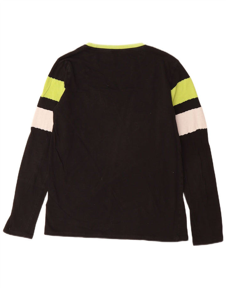 GUESS Boys Graphic Top Long Sleeve 15-16 Years Black Striped Cotton