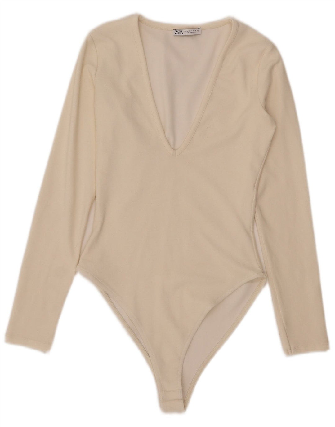 Zara Womens Long Sleeve Bodysuit UK 12 Medium Off White