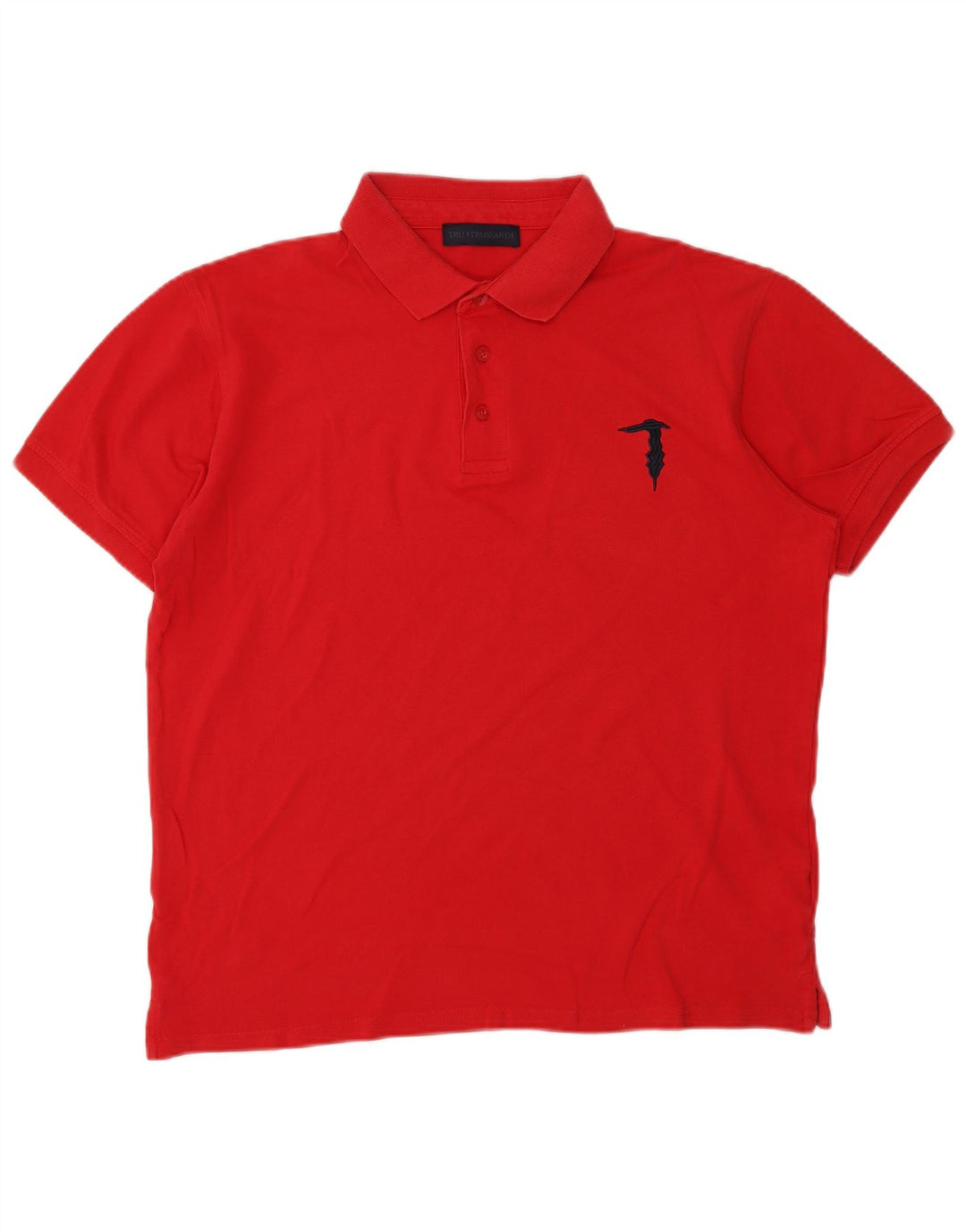 TRUSSARDI Mens Polo Shirt Large Red Cotton