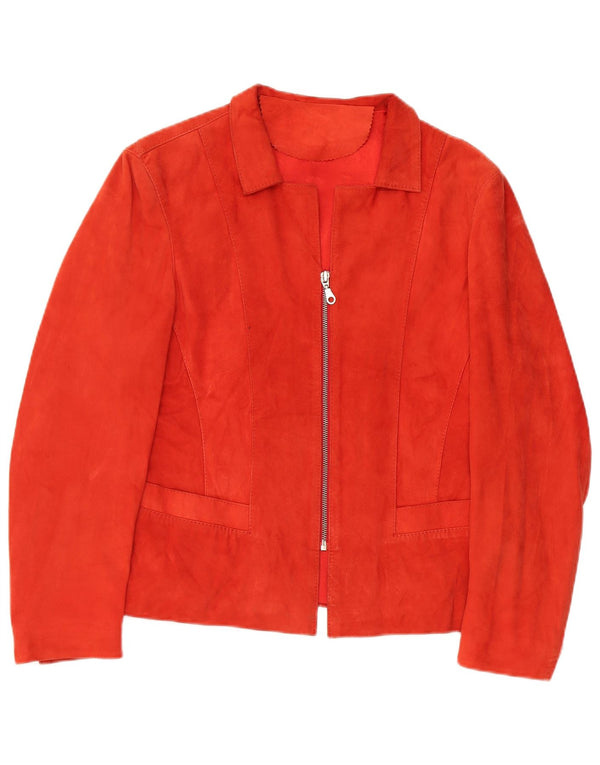 Vintage Womens Suede Jacket UK 14 Medium Orange Leather