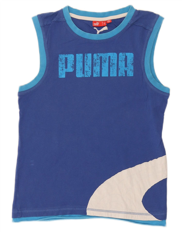 Puma Mens Graphic Vest Top Small Blue Colourblock Cotton