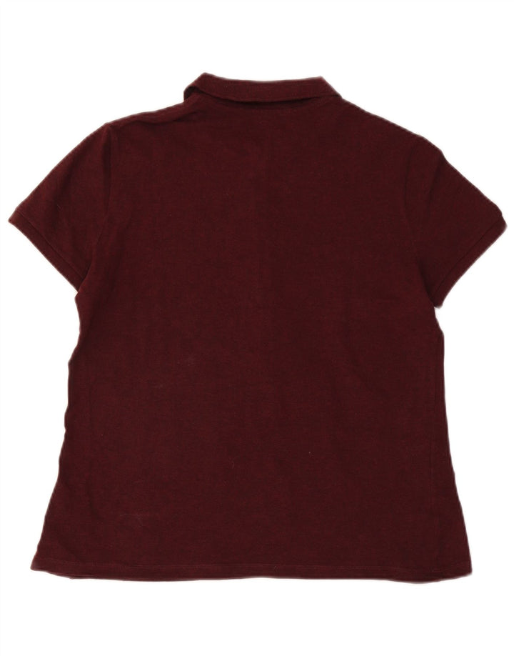 Lacoste Womens Polo Shirt Size 44 Large Burgundy Cotton